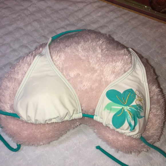 BF AVE. BIKINI TOP  Off White / Teal SIZE 8 Small - Picture 1 of 7